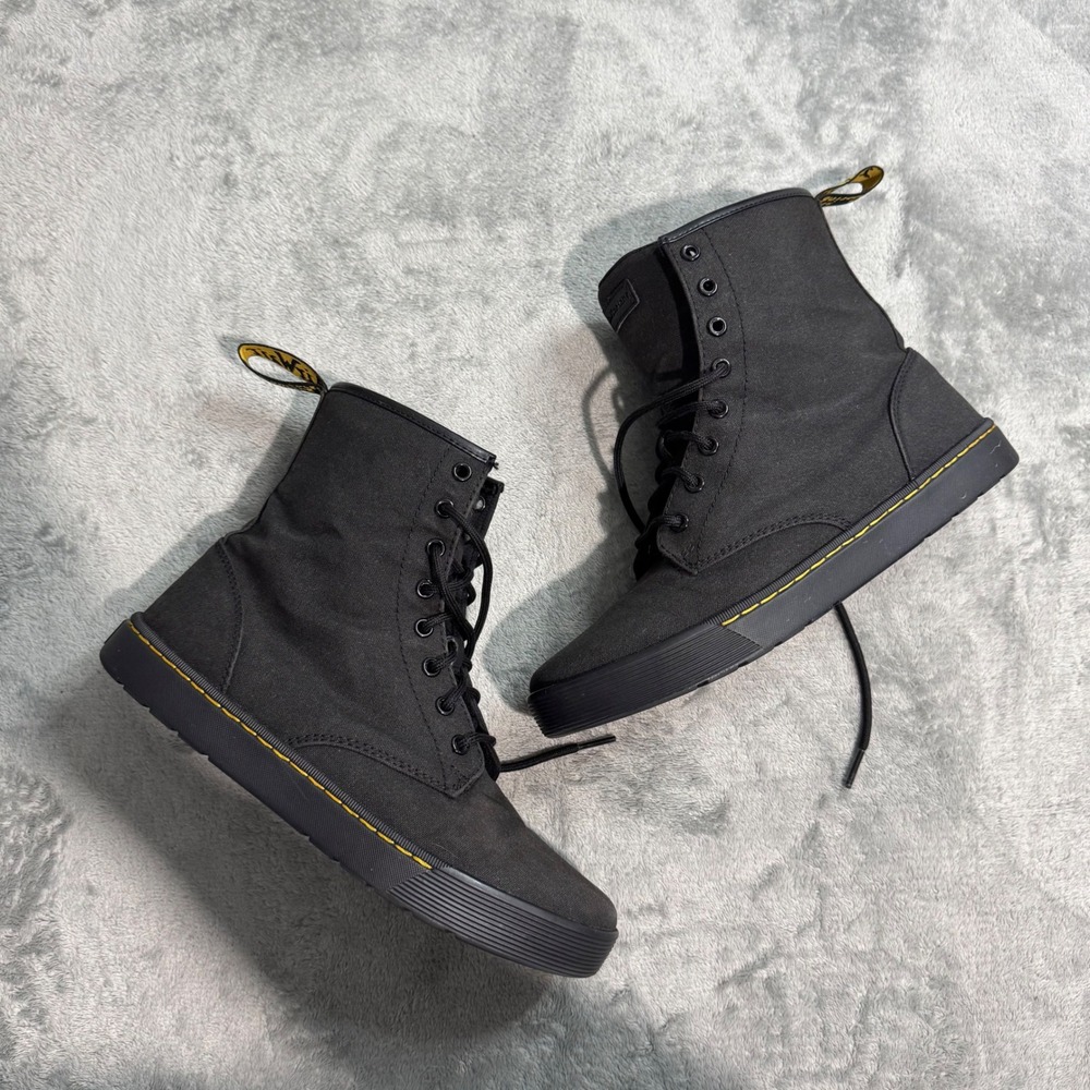 Dr. Martens Cairo Black Canvas Combat Boots Mens 9 US AW004 KV04X